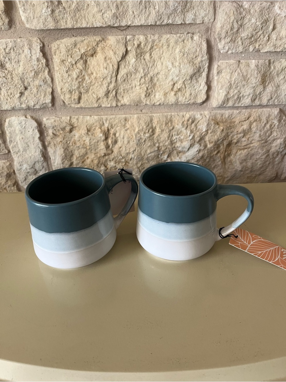 Sheffield Home Two-Tone Teal and White Stoneware Mugs - Set of 2